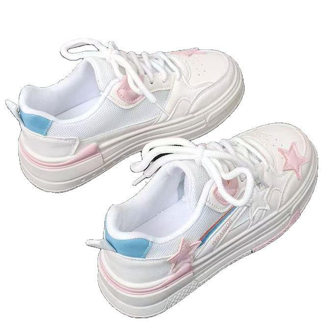 2025 New Explosive Star Board Shoes Mesh New Little White Shoes Platform Versatile Casual Shoes Student Sports Women's Shoes