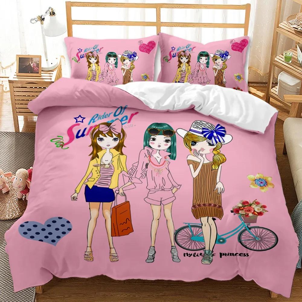 Музыкальная Девушка Современная Мода Девичий Удобный Пододеяльник Наволочка Постельный Комплект Детская Спальня Декор Домашний Текстиль