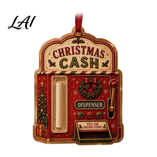 Fun Christmas Gift Accessories 2D Acrylic Cash Holder Ornament Card Hanging Retro Style Holiday Ornaments Xmas Tree Decor Reusable Pocket