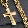 Orthodox Cross Pendant Necklaces for Men Stainless Steel Catholic Jesus Necklace  Silver Color Byzantine Chains Male Jewelry
