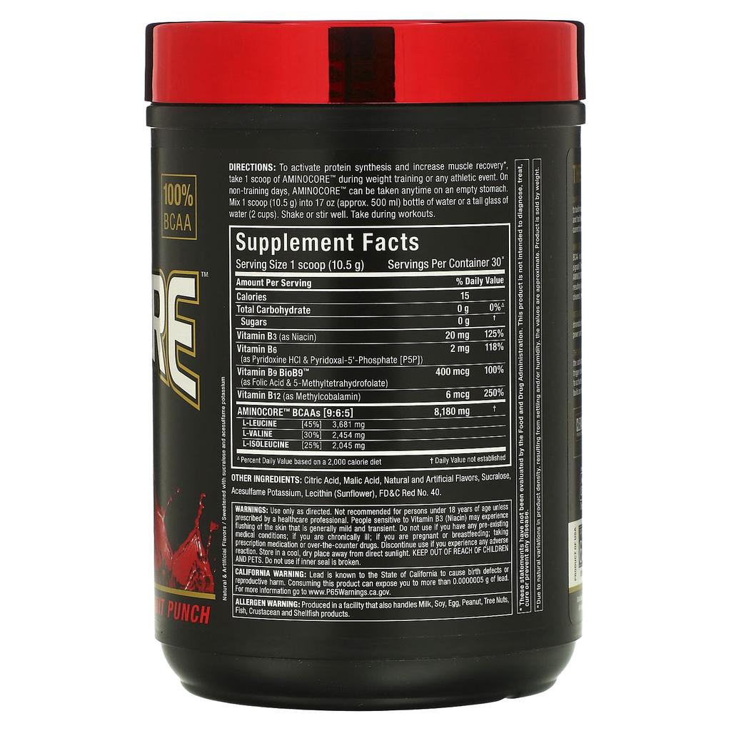 Aminocore, Bcaa, Fruit Punch, 315G(0.69Lbs)
