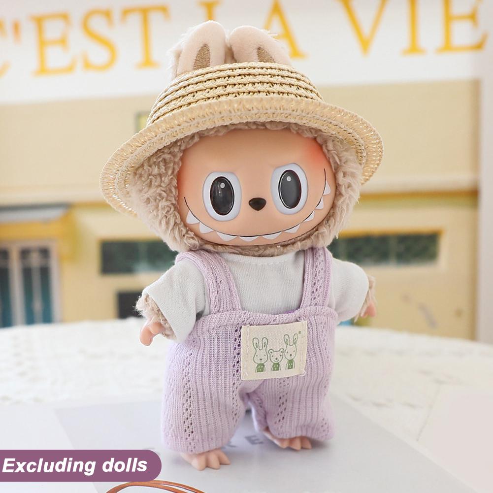 For 17cm Labubu Doll Clothes Fashion Dress Overalls Doll Clothes Color Match Hoodies Dolls Accessories Cute Decoration Little Clothes