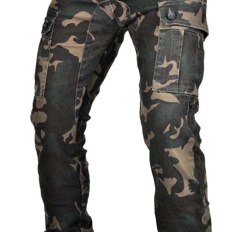 Men's Camouflage Motorcycle Jeans: Slim Fit, Multi-Pocket, Four Seasons, Anti-Fall Riding Pants.