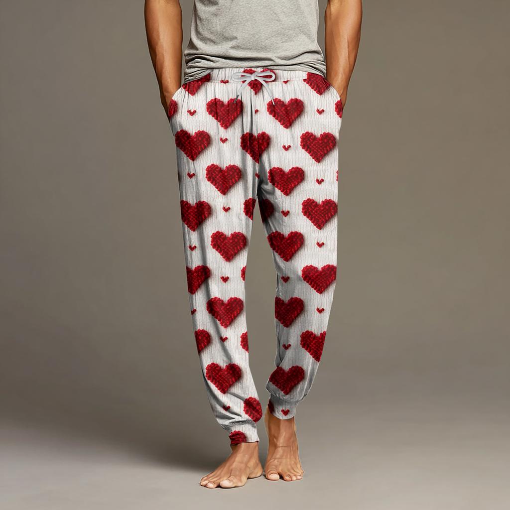 Мужские повседневные брюки с карманами на кулиске и манжетами, домашние брюки для сна