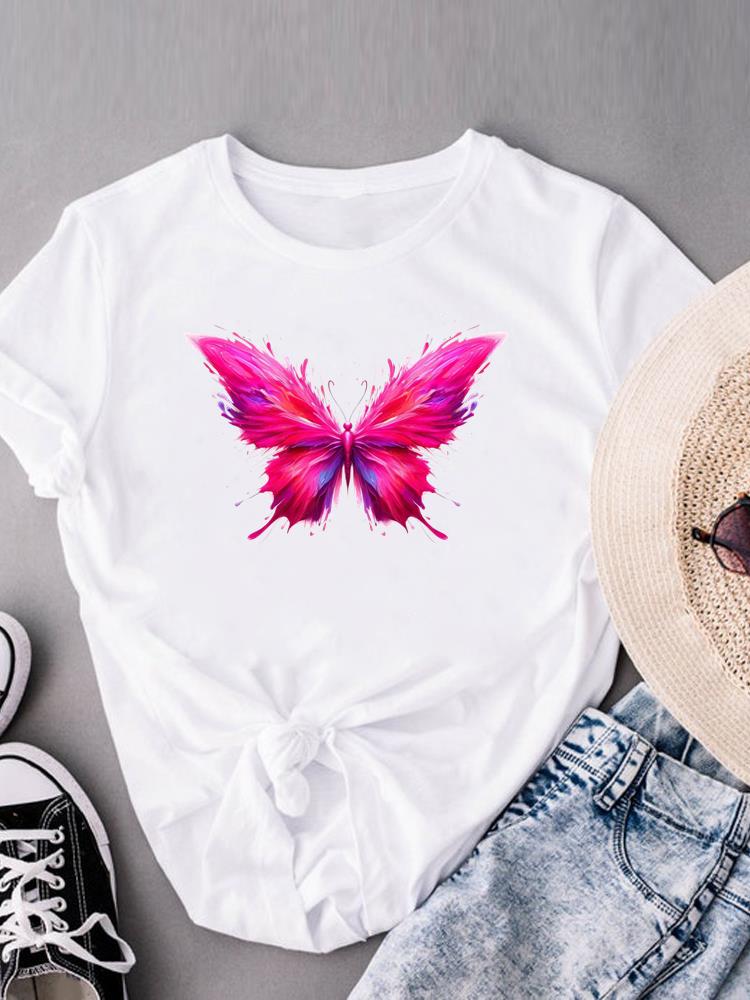 (Азиатский размер)  Футболки с коротким рукавом с принтом Мода милый прекрасный цветочный стиль Женский повседневный женский топ Футболка Одежда Графическая футболка