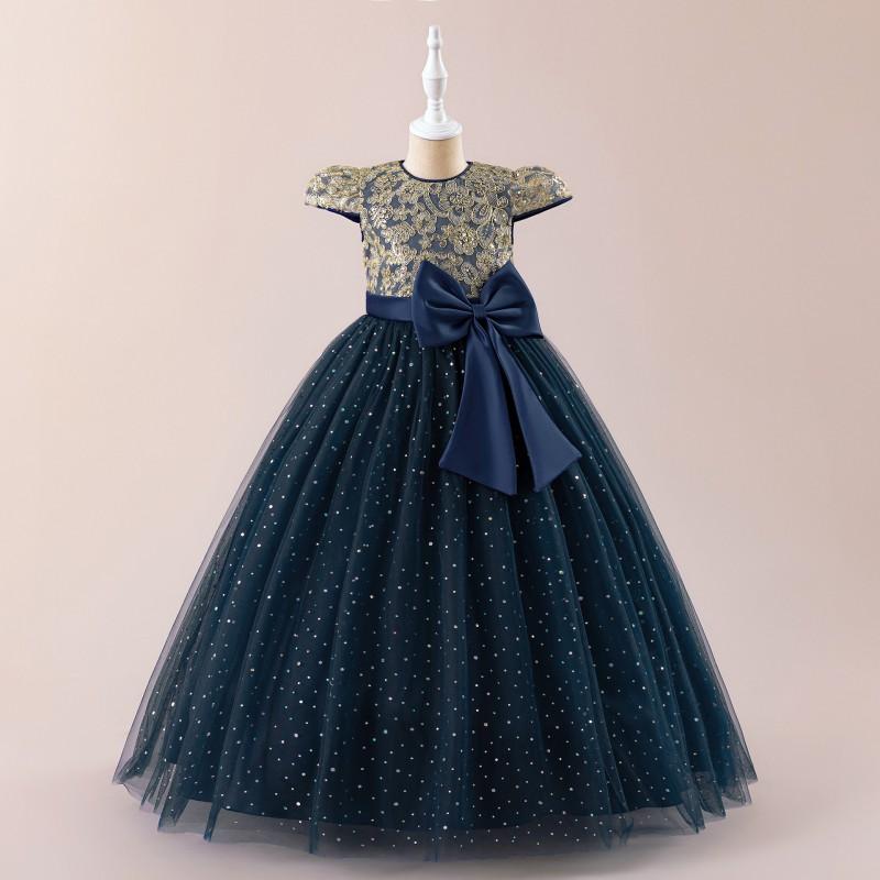 2026 Girls Princess Tulle Party Dress Embroidered Long Skirt Kids Wedding Events