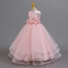 Платье для вечеринки для девочек, юбка, цветочное сетчатое тюлевое платье-пачка, для детей среднего и старшего возраста, длинный рождественский костюм для выступления 632 Детское принцессное