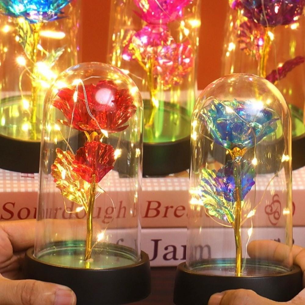 LED Gold Foil Rose Creative Gift Ornaments Artificial Rose Flowers Mother's Day