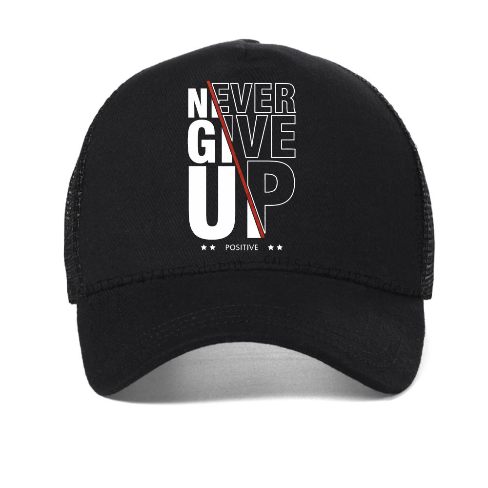 Никогда не сдавайся принт letter модная летняя дышащая кепка-snapback унисекс сетчатая шляпа от солнца регулируемая крутая кепка-тракер