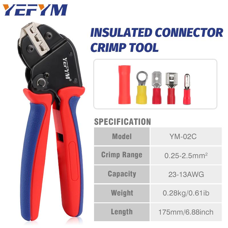 Инструмент для щипцов проводов, щипцы для изолированных клемм с храповым механизмом для проводов 23–13 AWG, доступны для изолированных нейлоновых разъемов и разъемов электрических проводов
