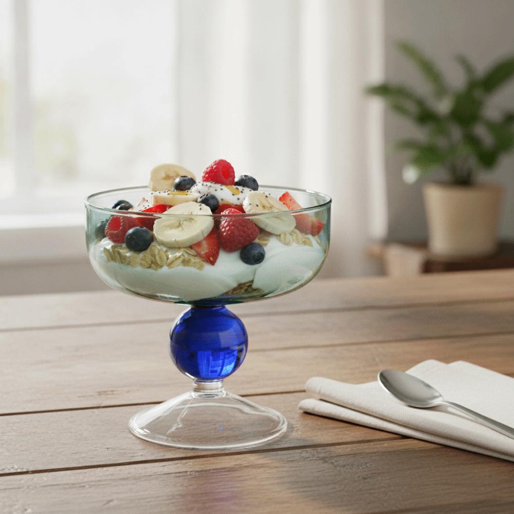High Feet Glass Ice Cream Bowl 270 ML Dessert Cup Exquisite Fruit Salad Bowl  Cafe