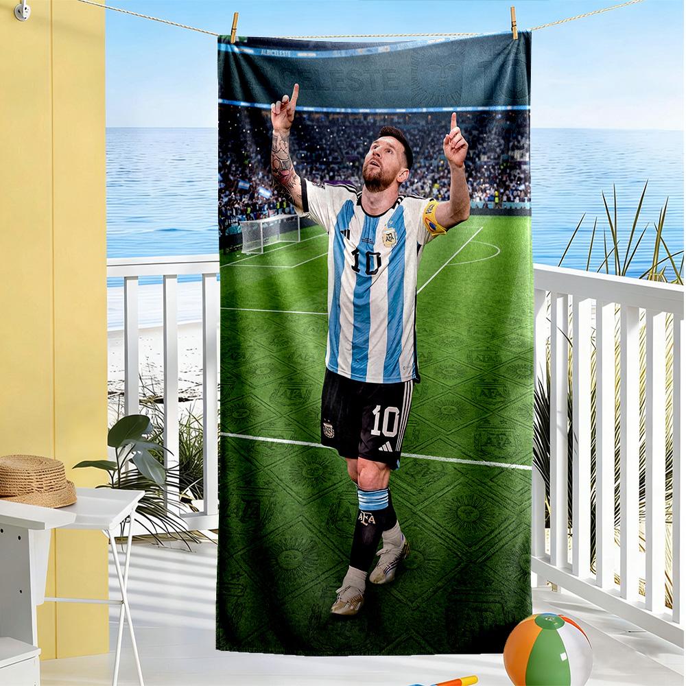 Messi Beach Towel Quick-Dry Soft Microfiber Comfortable Lightweight Perfect for Traveling Yoga Camping and Swimming