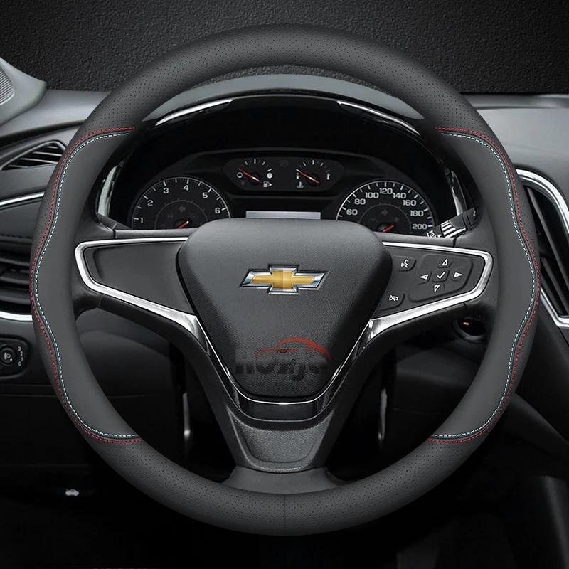 AABHO1 Leather Car Steering Wheel Cover for Chevrolet Chevy Malibu Spark tracker Cruze Sonic Camaro Equinox Volt Seeker Accessories