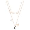 Elegant Layered Star & Moon Pendant Necklace, Silver Rose Gold Plated Sparkling Crystal Ladies Fashion Jewelry Gift