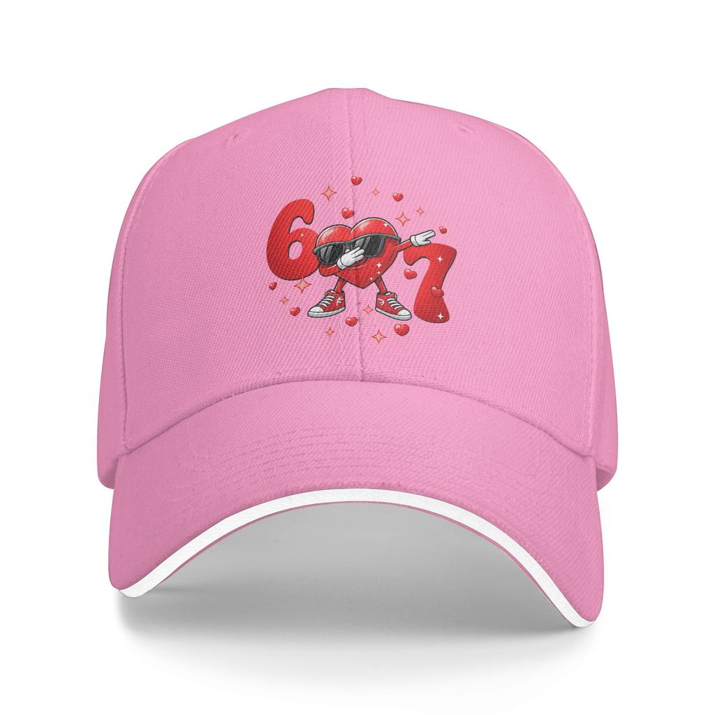 WoUnisex Unisex Valentines Day 67 Hearts Six Seven Meme Outdoor Hat Summer Sun Cap Casual Baseball Cap Fashion Golf Hats