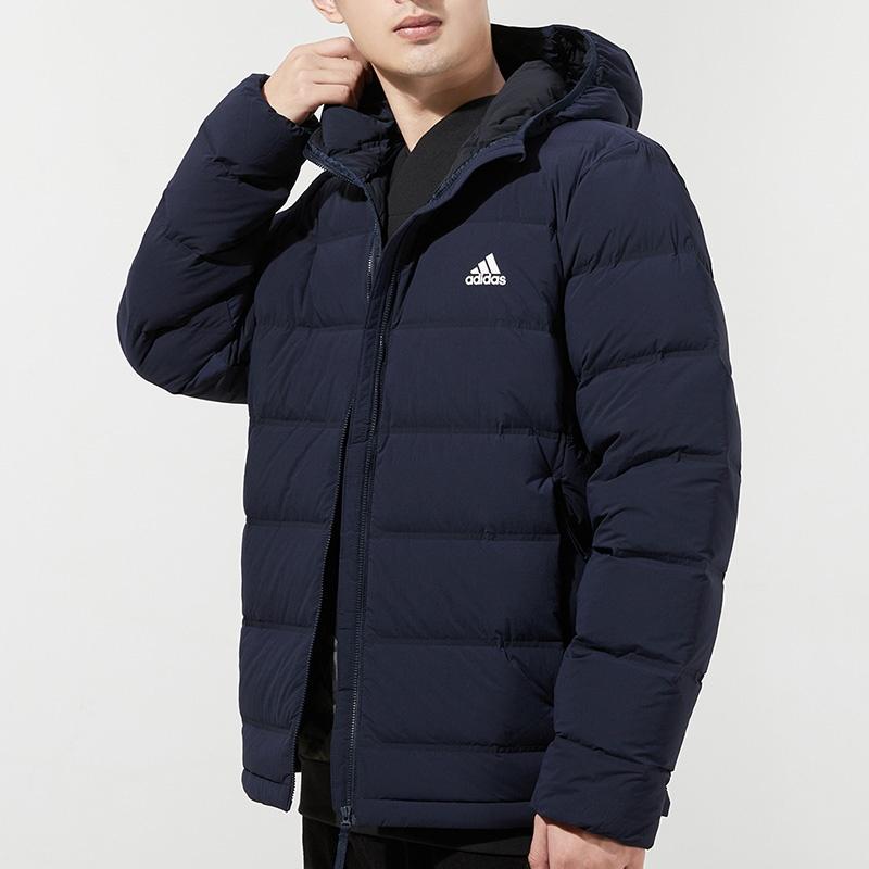 adidas Helionic S H J Уличная спортивная пуховая куртка с капюшоном Темно-синяя Мужская FT2519