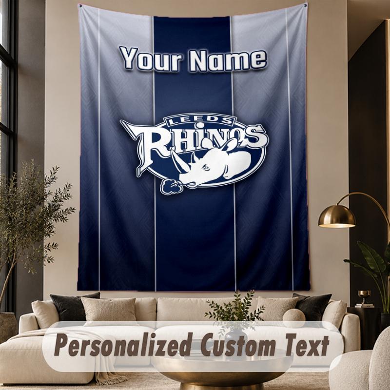 Custom Text Tapestry Leeds Rhinos Print Wall Tapestry Indoor Living Room Wall Decor