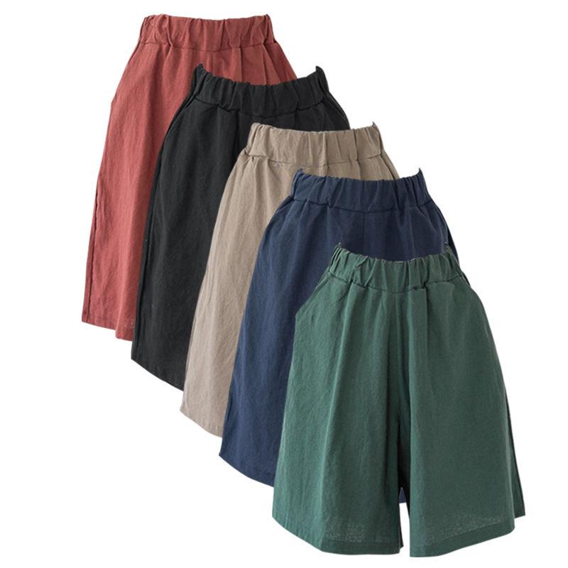 Spring Summer Solid Colour Models Plus Size Women's Five Trousers Loose Shorts Comfortable and Breathable Thin Section of Wide Legged Trousers