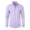 Мужская футболка с длинным рукавом весна-осень, однотонная деловая рубашка, облегающий топ с отложным воротником