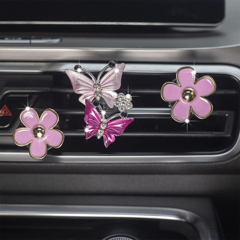 Car Interior Fresheners Diffuser Daisy Flower & Butterfly Vent Clip Car Air Outlet Perfume Decoration Clip