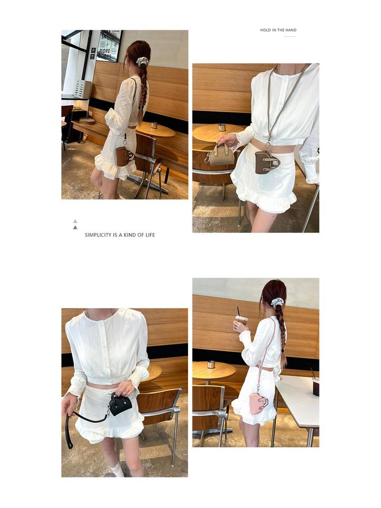 Мини-кошелек из натуральной кожи на шнурке - Женская сумочка для хранения помады в стиле боулинг