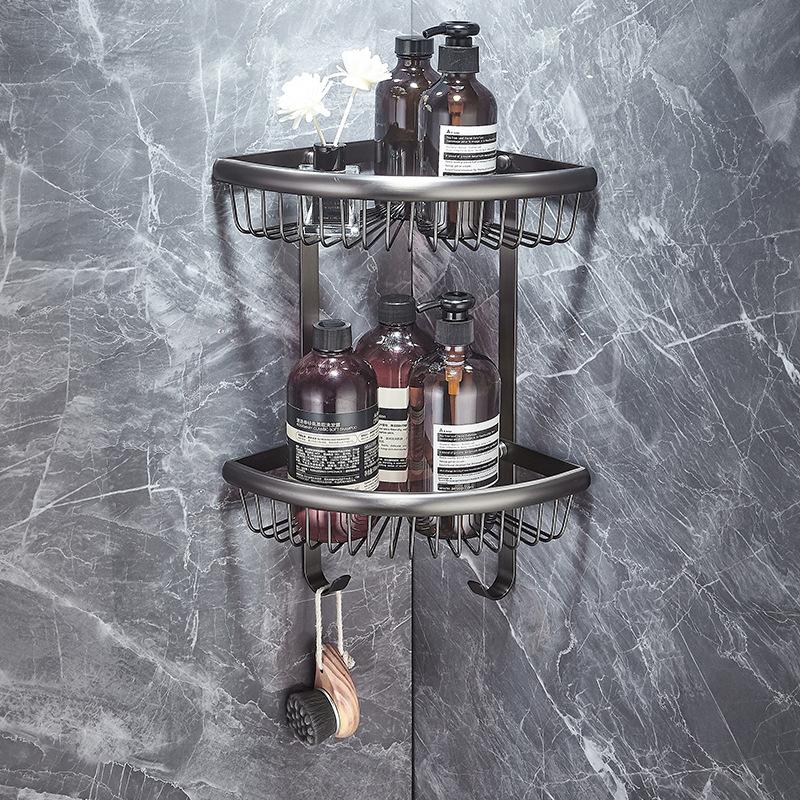 All copper gun gray bathroom towel rack, bath towel rack, light luxury bathroom rack, bathroom hardware pendant set.