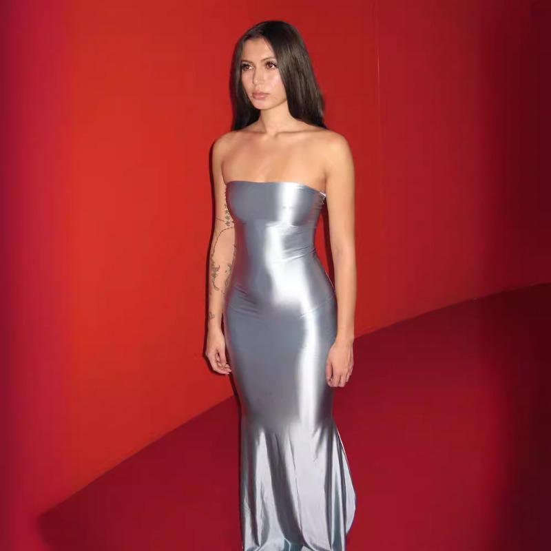 Модное сексуальное платье без бретелек Haute Couture Dinner Ethos, однотонное универсальное платье-рыбий хвост