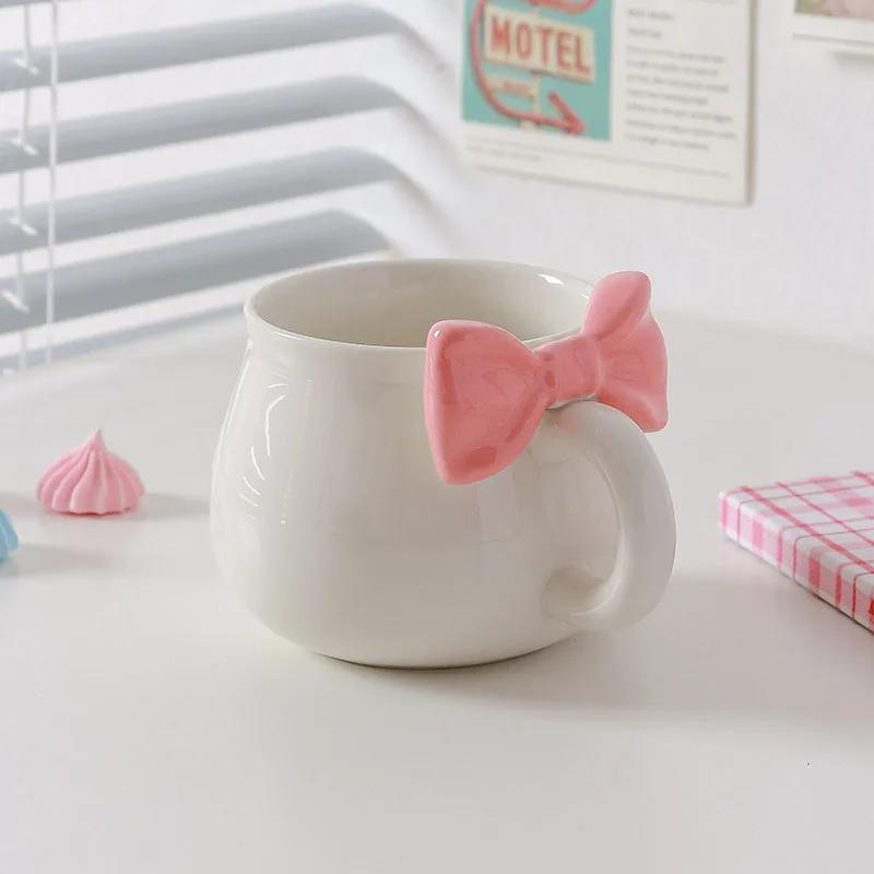 Креативная кружка с бантом, керамическая кружка для послеобеденного чая, милая мультяшная кружка для кофе, домашняя кружка для молока, сока, кружка для напитков, красивые подарки
