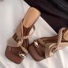 Женские шлепанцы с перемычкой для пальца, летняя модная обувь, элегантные женские босоножки на каблуке, тренд 2025, дизайнерский бренд, Zapatillas De Mujer