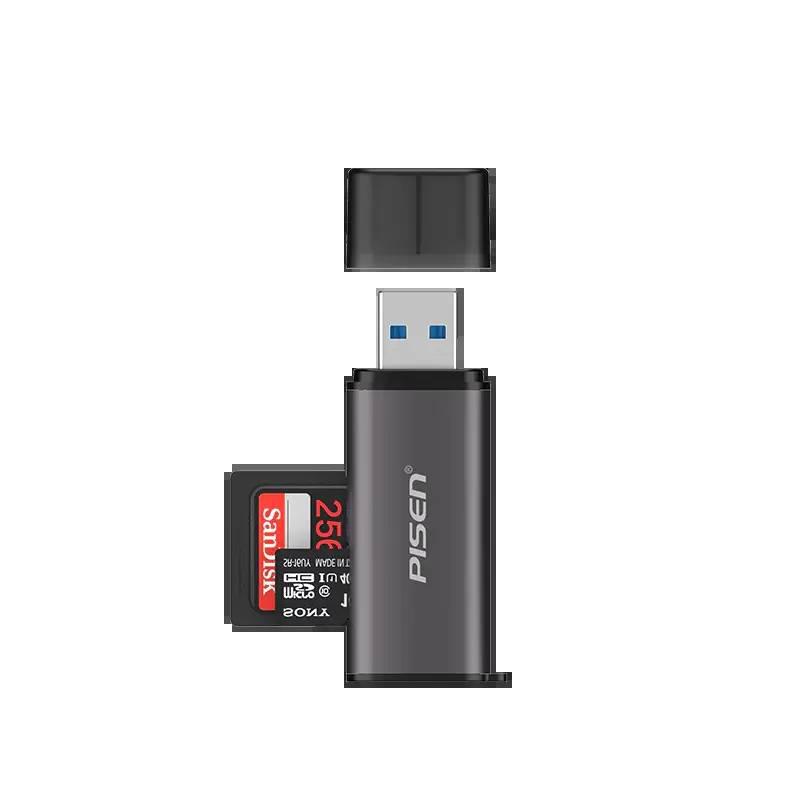Алюминиевый двойной кардридер PISEN USB 3.0 и Type-C 3.0 для карт SD/TF