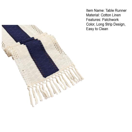 Yousheng Table Runner Color Block Long Strip Design Tassel Element Table Flag Easy To Clean Dining Table Decor Accessory