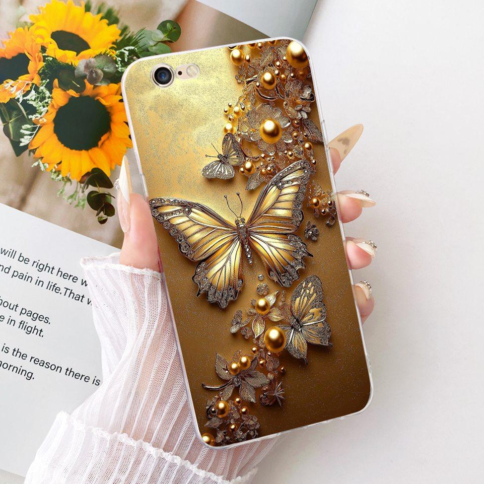 Transparent Casing For iPhone 6s Phone Case For iPhone 6 Cover Luxury Fashion Butterfly Funny Cute Painted