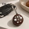 Novelty Chocolate Toast Keychain Simulated Bread Fidget Keychain, 3D Printed Push Button Stress Small Gifts for Friends Relief Toy, Portable