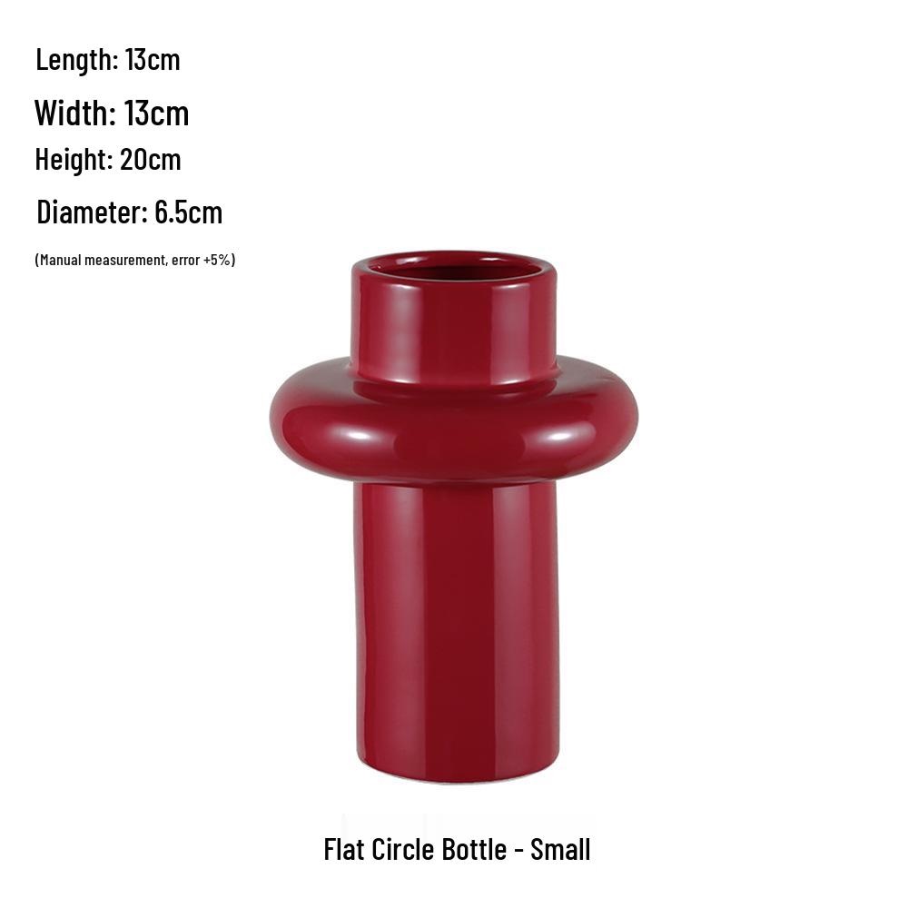 Китайская красная керамическая ваза середины века - Новогоднее специальное украшение для гостиной или свадебные композиции из шелковых цветов