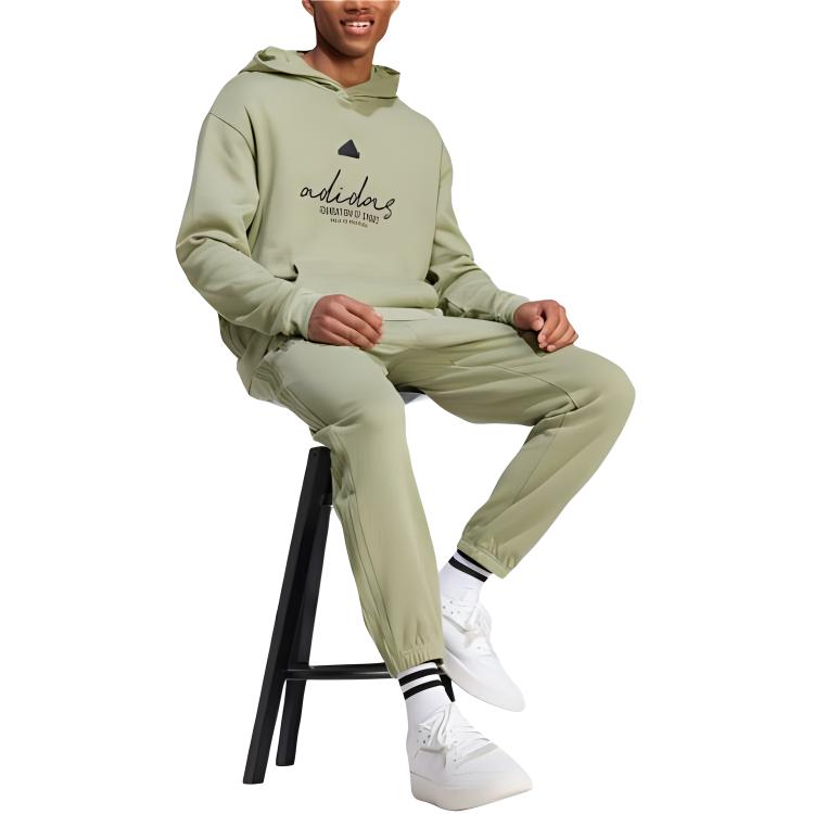 adidas Рукописный дизайн с принтом букв, удобный пуловер с капюшоном, мужские толстовки с капюшоном, цвет зеленый IW3535