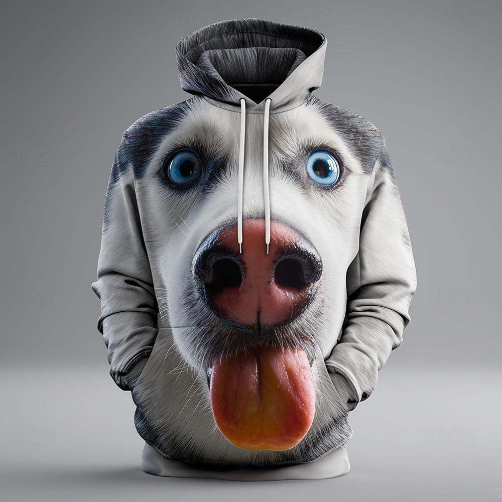 Мужская толстовка с капюшоном и оптической иллюзией животного, модная крутая с круглым вырезом, для дома, вечеринки, уличной одежды, белая, коричневая, на шнурке, осенне-зимняя, дизайнерская