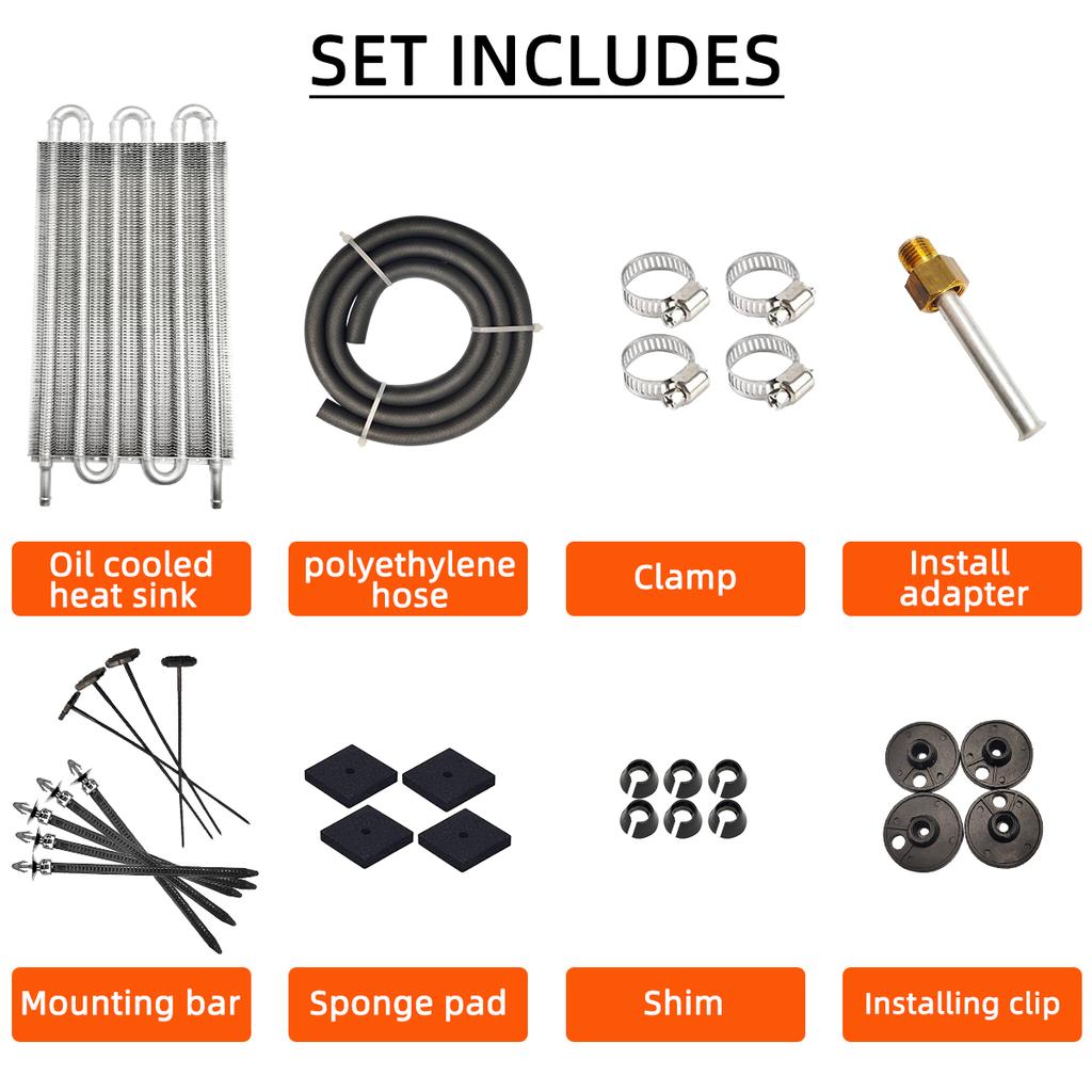Universal Aluminum Oil Cooler 4 Row 6 Row 8 Row Radiator Converter Kit Remote Transmission Auto Manual Car Motorcycle