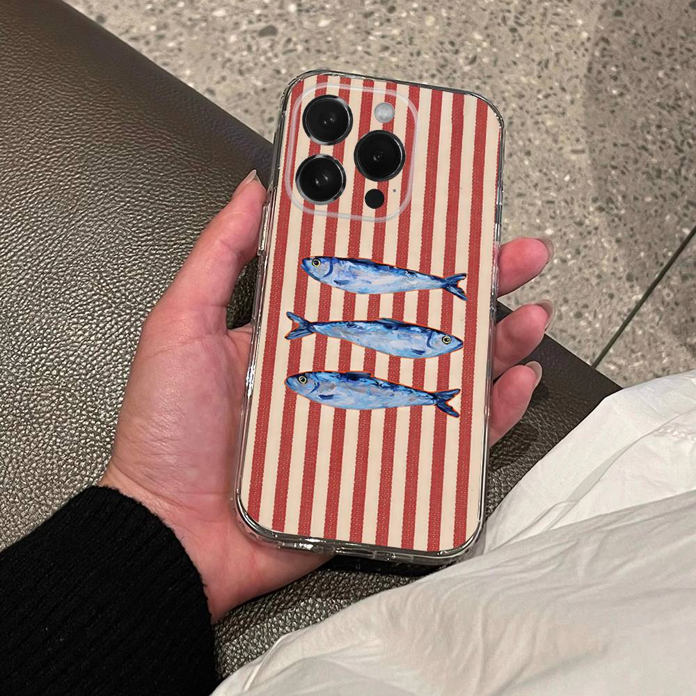 Рыба Смешные Сардины Для iPhone 17,16,15,14,13,12,11,Pro,XS,Max,XR,Plus,E,SE4,Mini Мягкий Чехол Транспортировка Чехол для Телефона