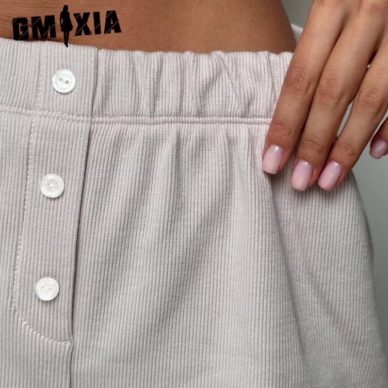 GMXIA Комплект пижамы на весну и лето, однотонный, удобный, майка и шорты, повседневная домашняя одежда, комплект из двух предметов