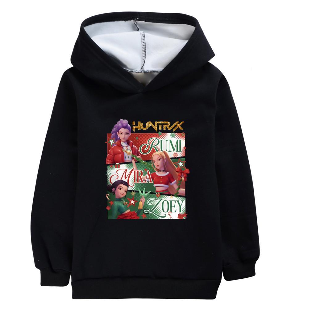 5181 Детский Девочки Рождество Новый год Kpop Руми Зои Мира Принт Повседневный Длинный рукав Бархатный Теплый Зимний Худи