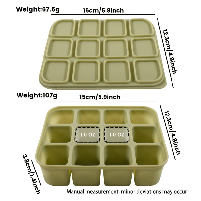 1 Pcs 12-Cell Silicone Ice Cube Tray With Lid Flexible Mold For Cocktails Broth Meal Prep Dishwasher Oven Safe