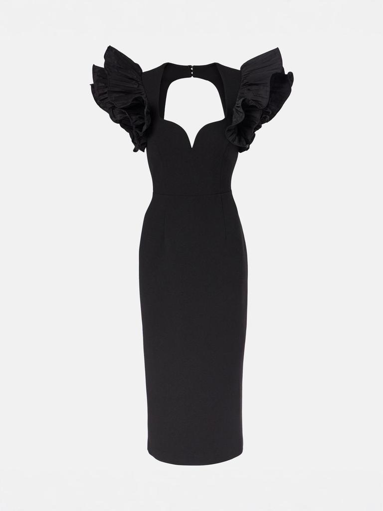 Женское элегантное платье-бодикон с сетчатыми рукавами-рюшами и открытой спиной