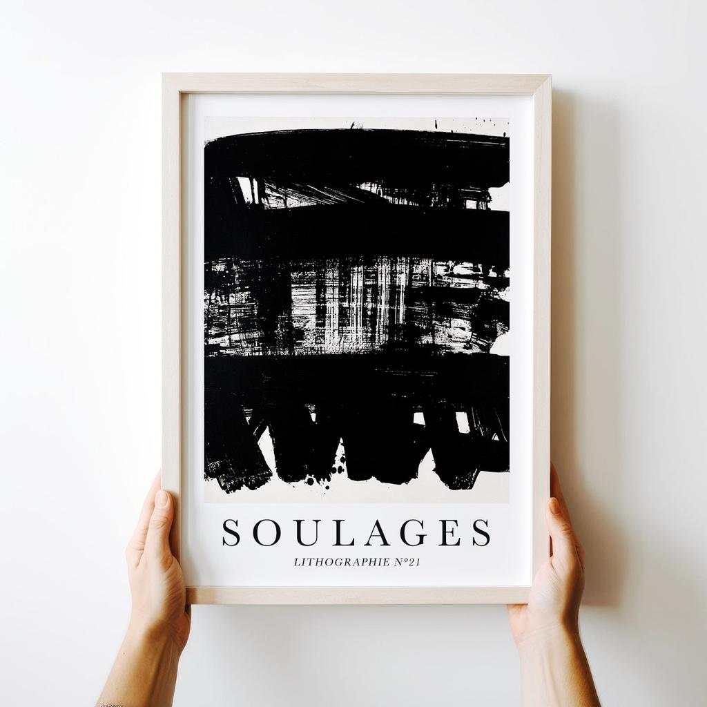 Poster Abstraction Black and White Soulages