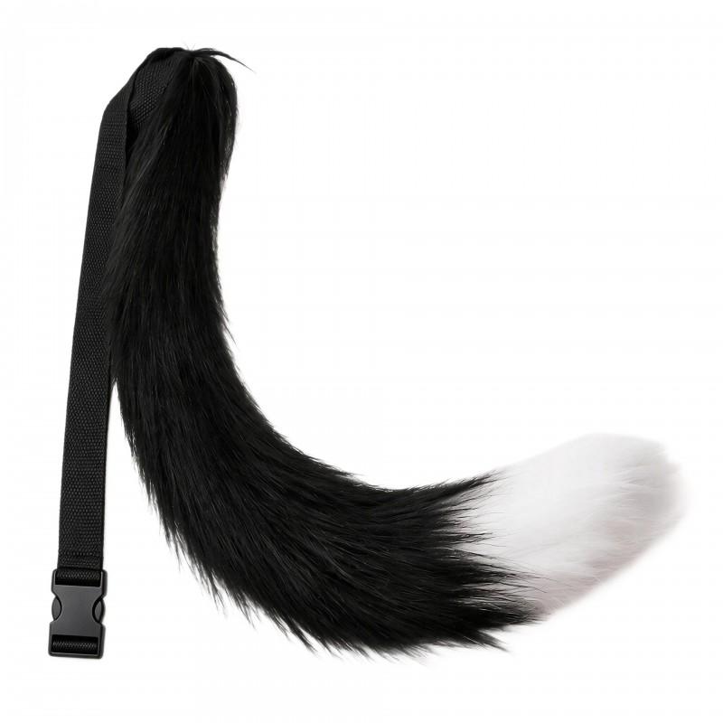 Furry Fox Tail Cosplay Prop Adults - Black White Gradient Brown Tip Solid Colors Anime Convention Party Costume Accessory