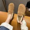 2025 Autumn and Winter New Doudou Shoes Women's Velvet Single Shoes Lamb Wool Flat Bottom Casual Japanese Warm Cotton Shoes Wool