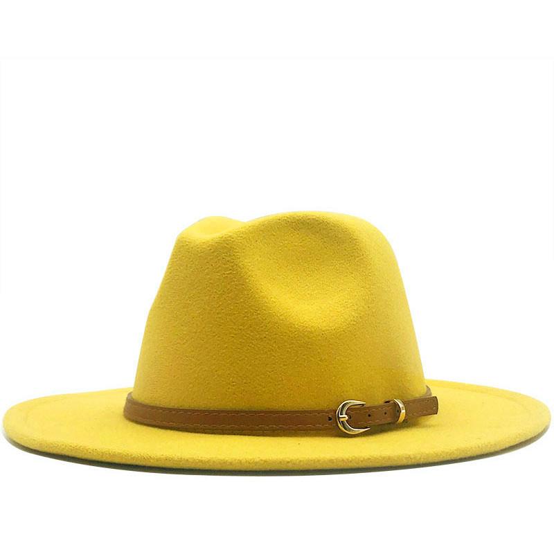 Новая женская и мужская шерстяная шляпа-федора с кожаной лентой, джентльменская элегантная женская кепка зима-осень с широкими полями, джазовая церковная панама-сомбреро