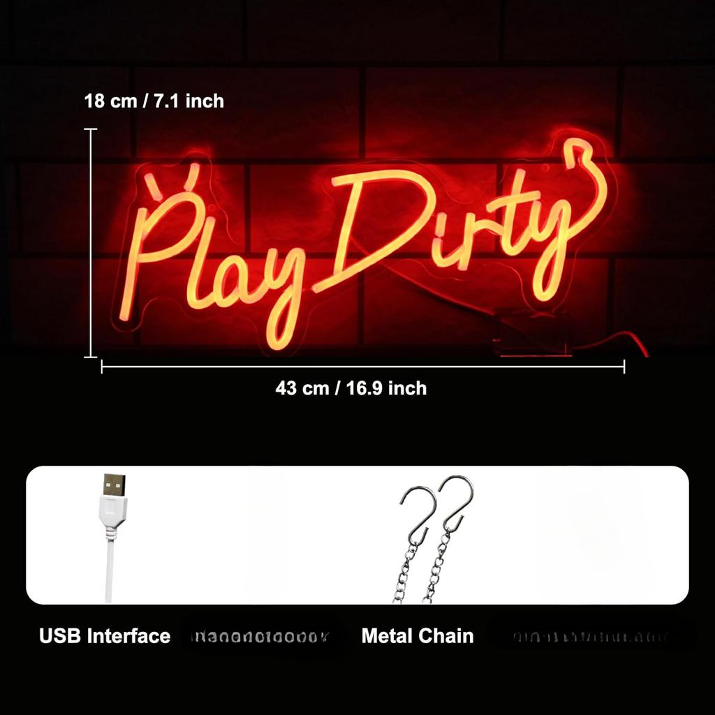 Play Dirty Светодиодная неоновая вывеска Неоновые огни для Декора Стены Питание от USB для Сатанинские Неоновые Огни для Спальни Бара Мужской Комнаты Вечеринки