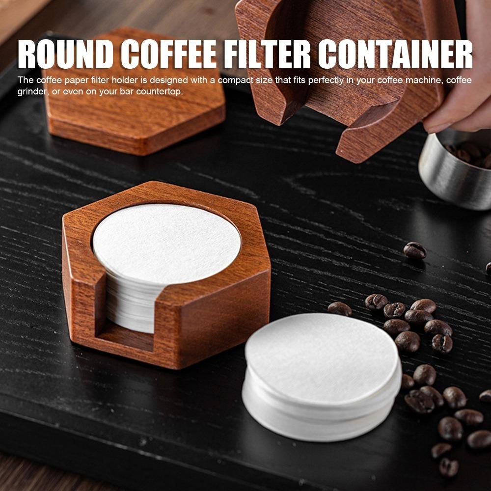 Polished Surface Coffee Filter Container Round Shape Coffee Filter Paper Organizer Home Use