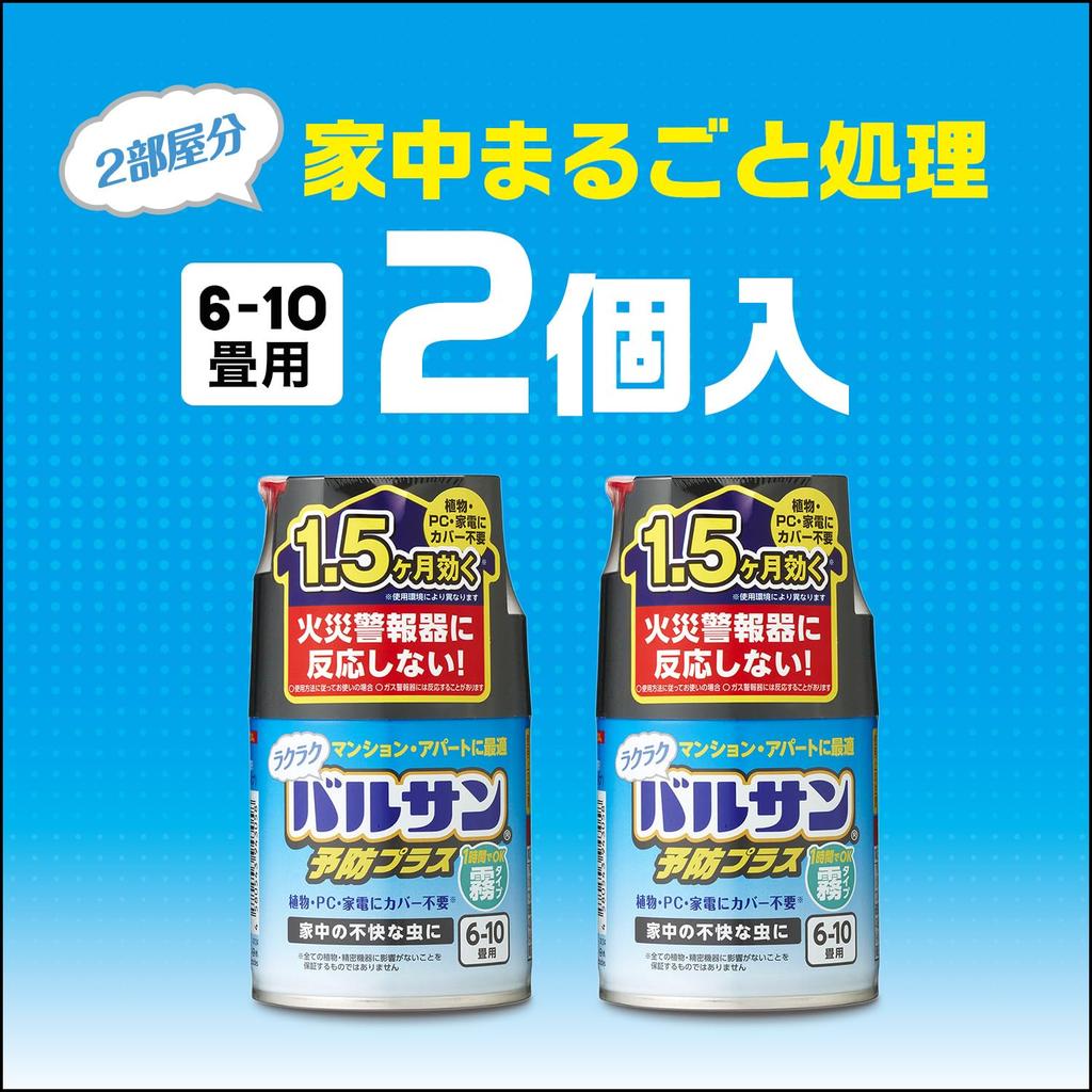 Крышка не требуется. Тип Easy Balsan Fog 2 шт. 6-10 татами. Эффект профилактики в месяцах. Не реагирует на пожарную сигнализацию. Для неприятных насекомых в