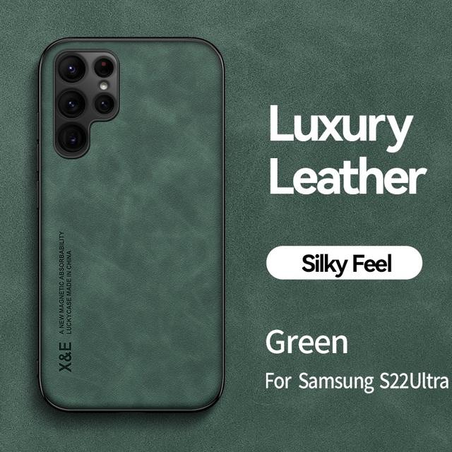 Magnetic Sheepskin Leather Case For Samsung S25 S24 S23 S22 Ultra S21 S20 FE Plus A73 A52s A53 A54 A55 5G Soft Shockproof Cover